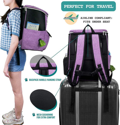 27L Dog Travel Backpack with Food Containers & Bowls