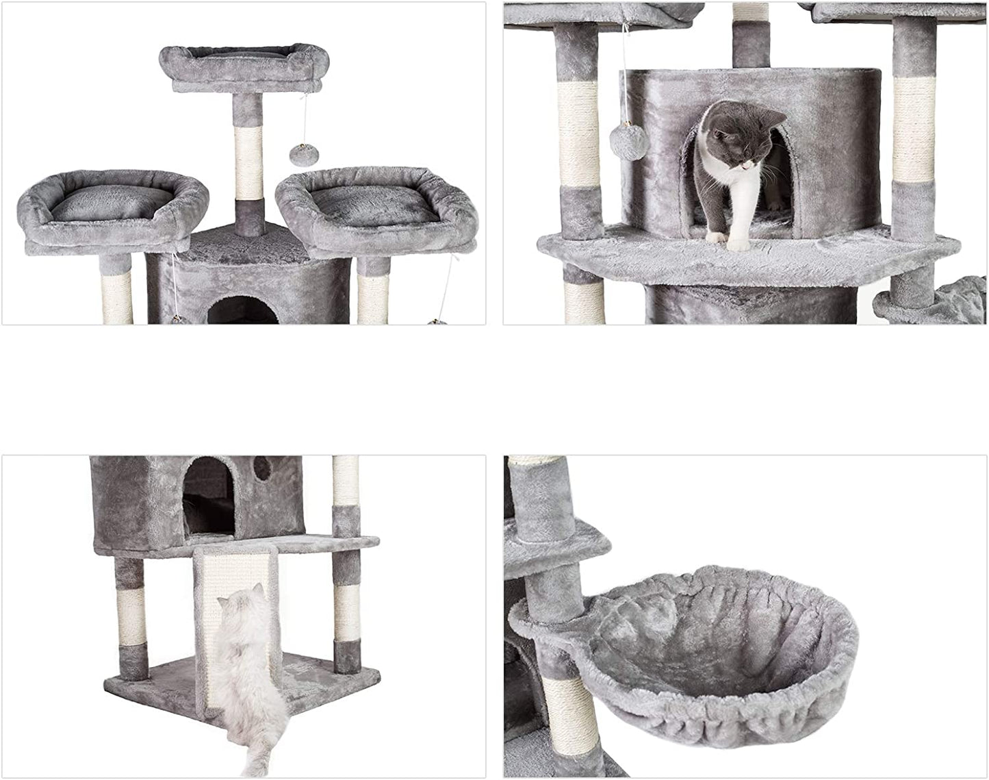 73.4-Inch XL Cat Tree with 3 Condos & Cozy Perches