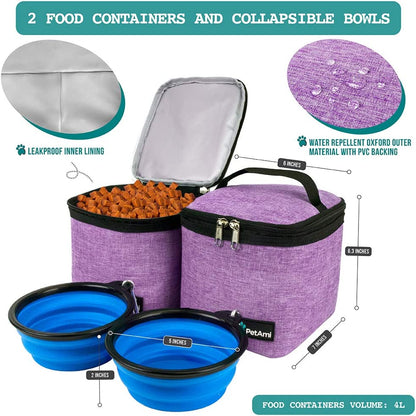 27L Dog Travel Backpack with Food Containers & Bowls