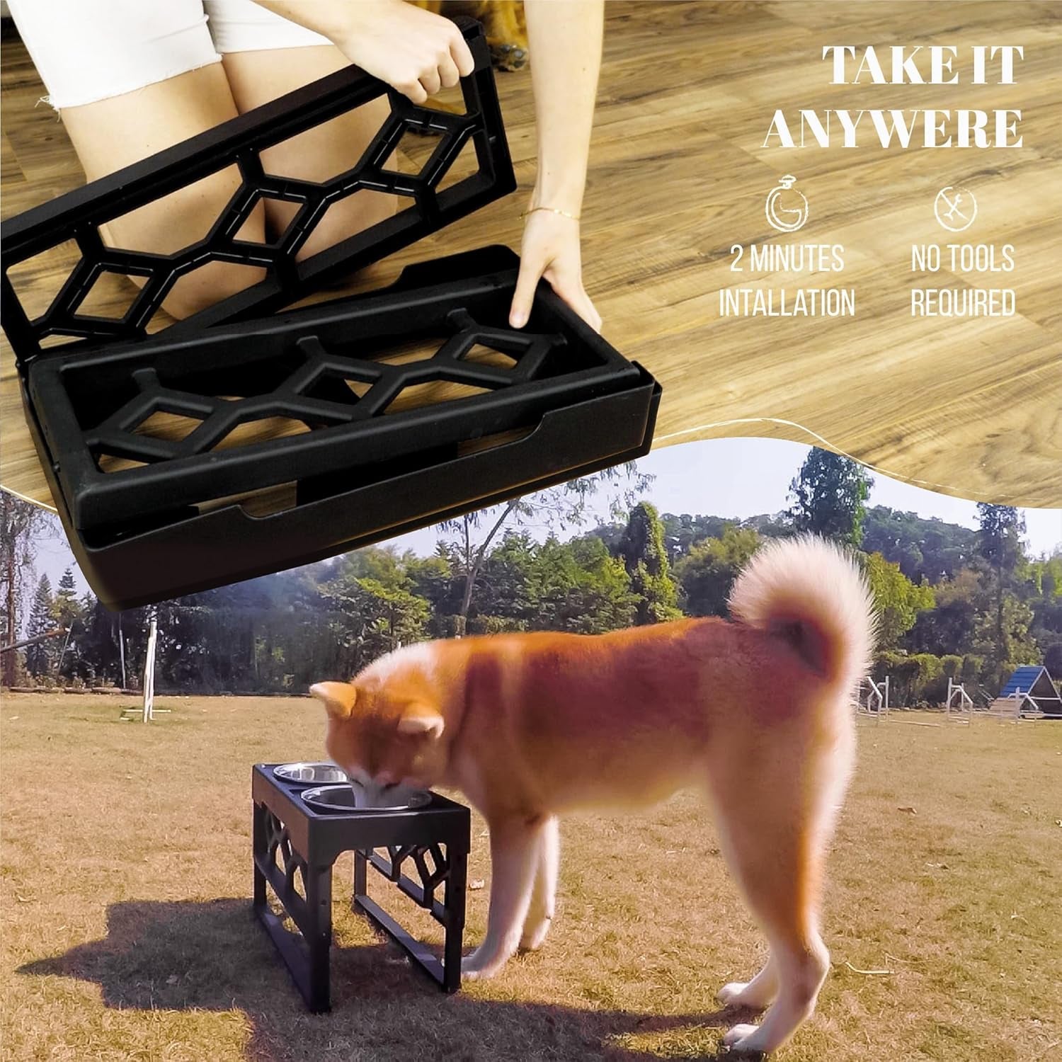 Adjustable Elevated Dog Bowls with Stand