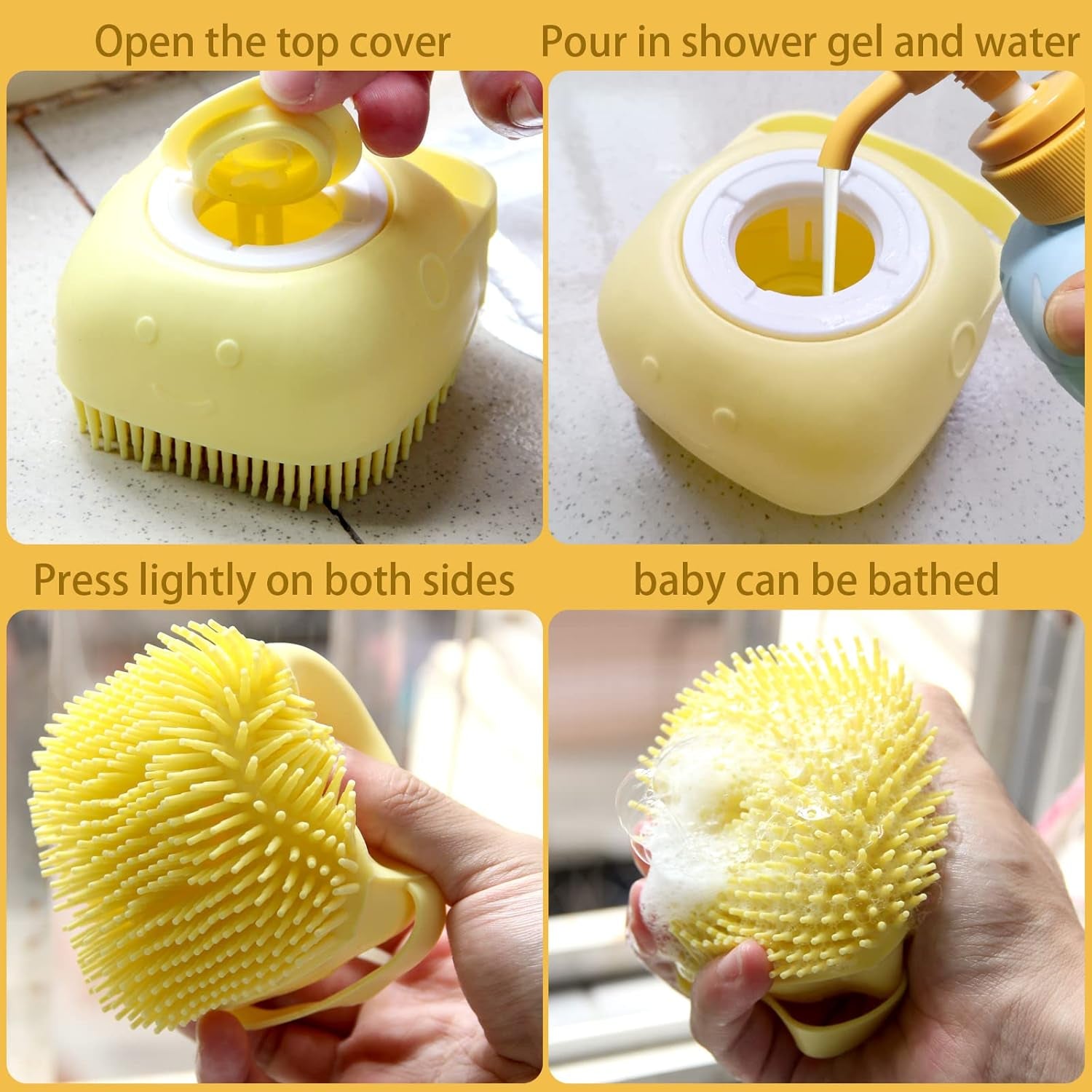 Pet Bath Brush with Shampoo Dispenser