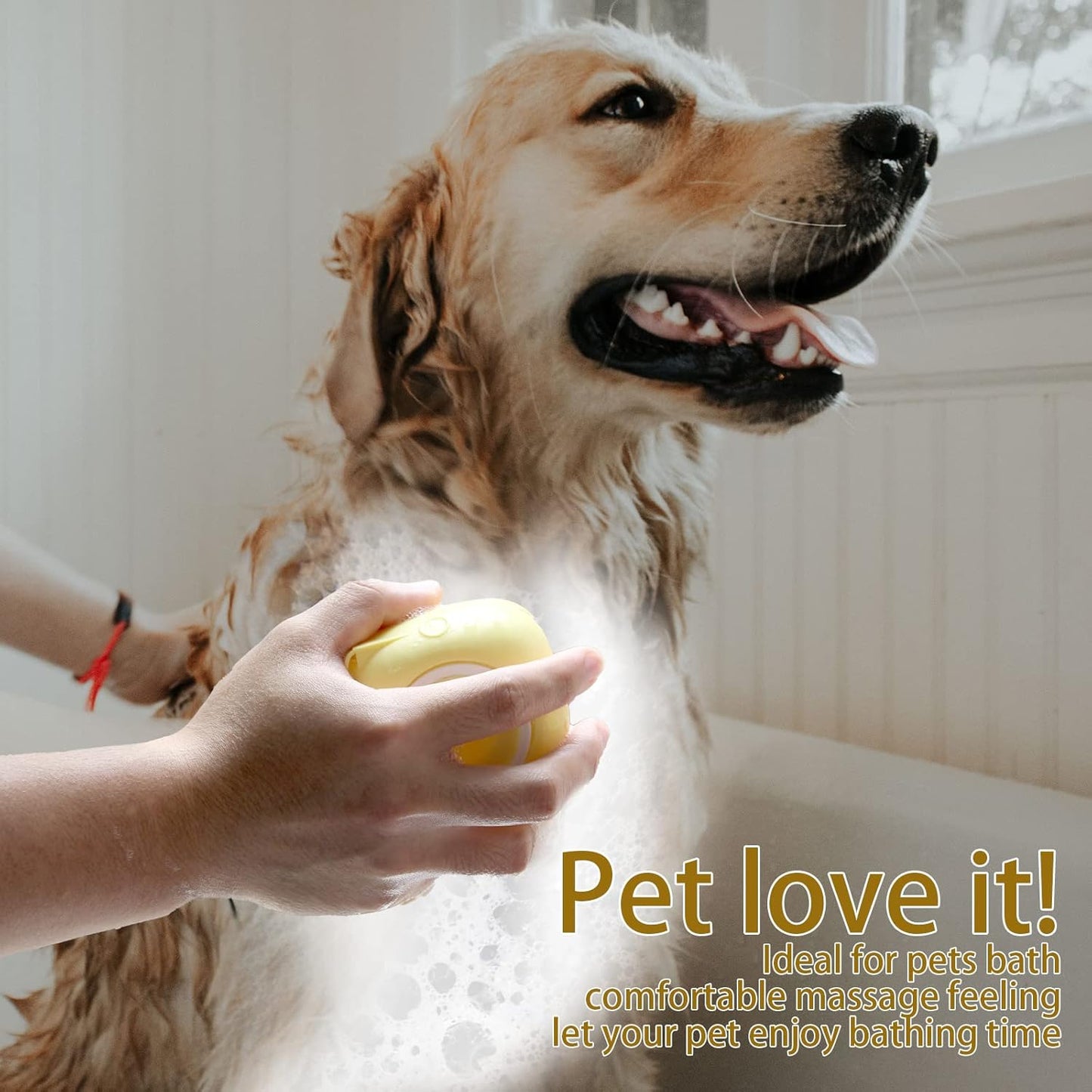 Pet Bath Brush with Shampoo Dispenser