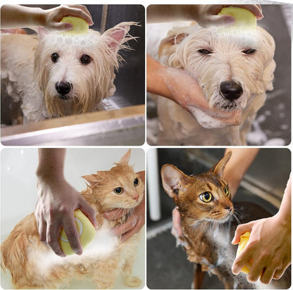 Pet Bath Brush with Shampoo Dispenser