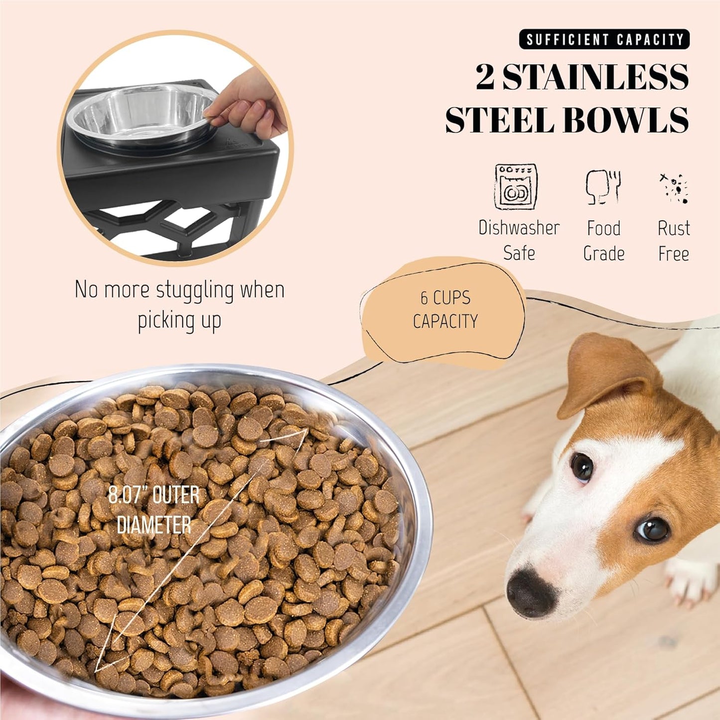 Adjustable Elevated Dog Bowls with Stand