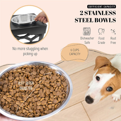 Adjustable Elevated Dog Bowls with Stand