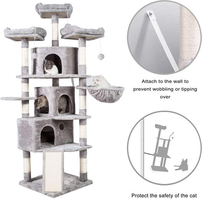 73.4-Inch XL Cat Tree with 3 Condos & Cozy Perches
