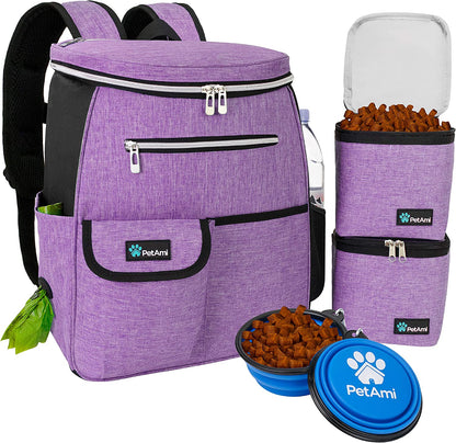 27L Dog Travel Backpack with Food Containers & Bowls