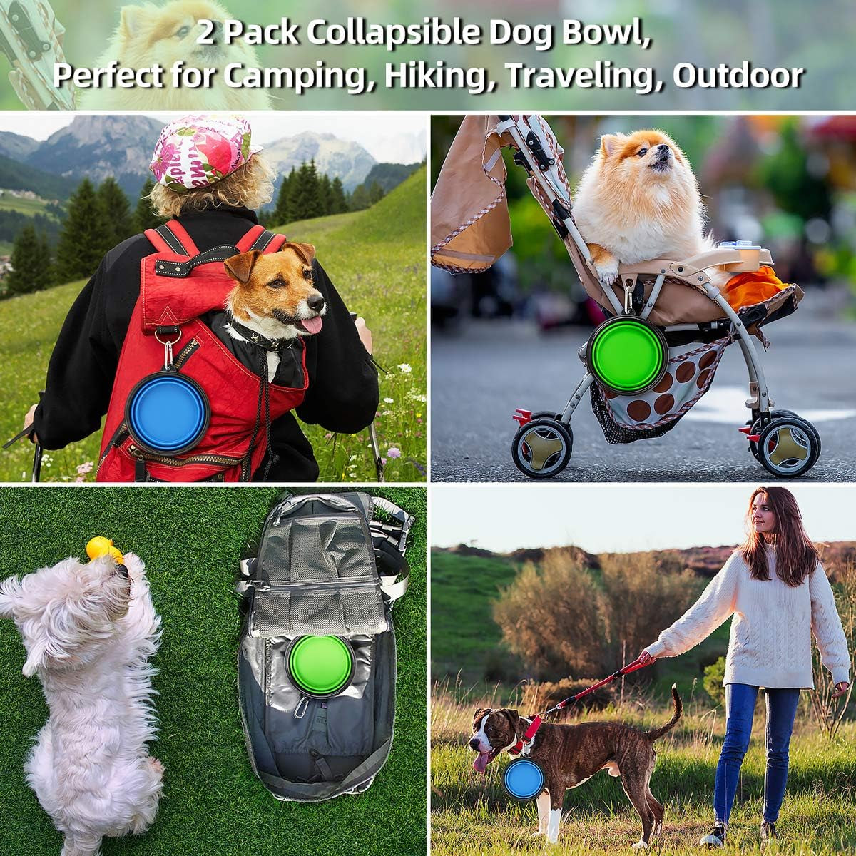 2-Pack Collapsible Travel Dog Bowls