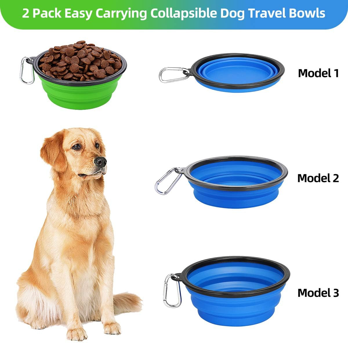 2-Pack Collapsible Travel Dog Bowls