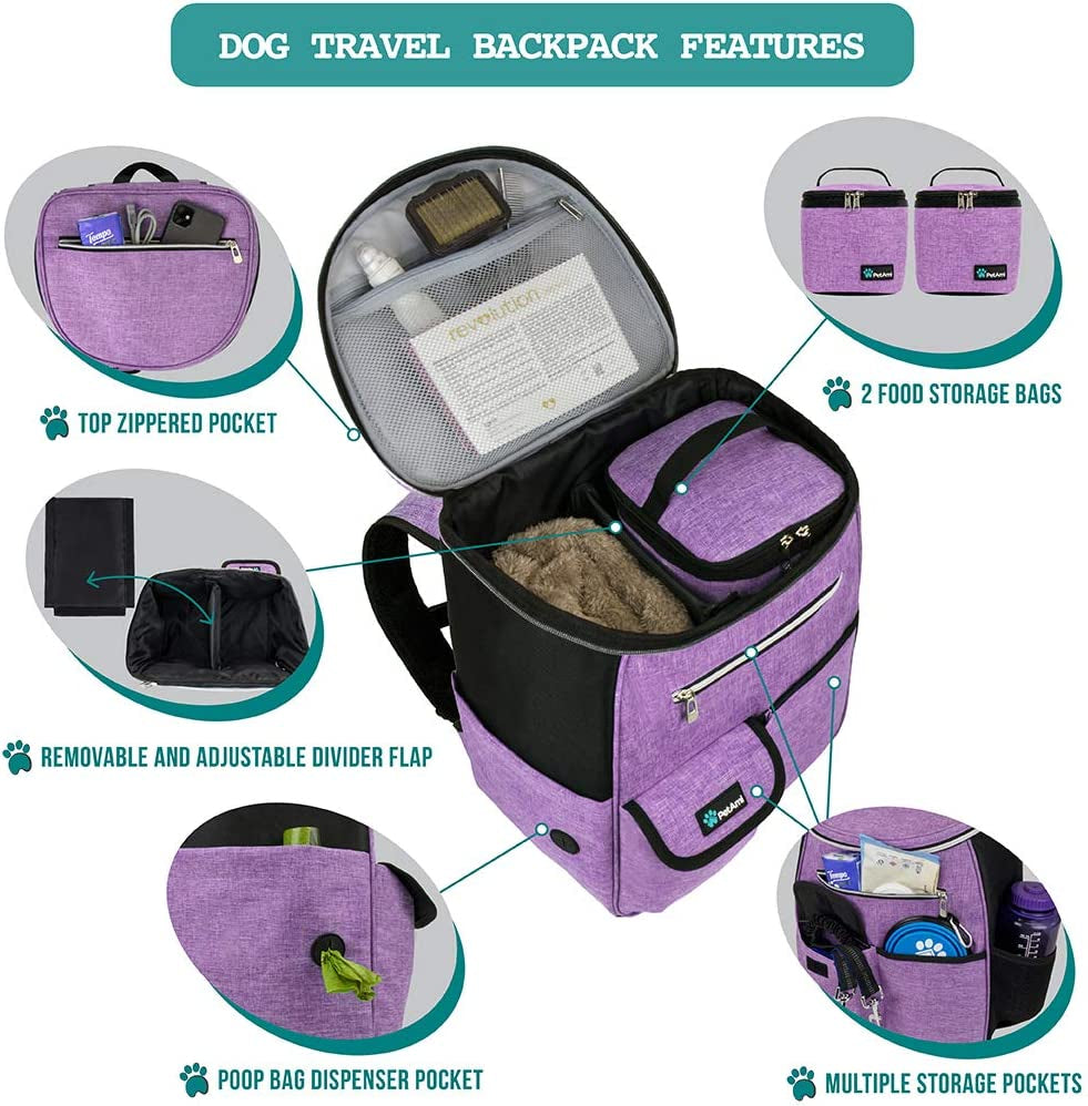 27L Dog Travel Backpack with Food Containers & Bowls