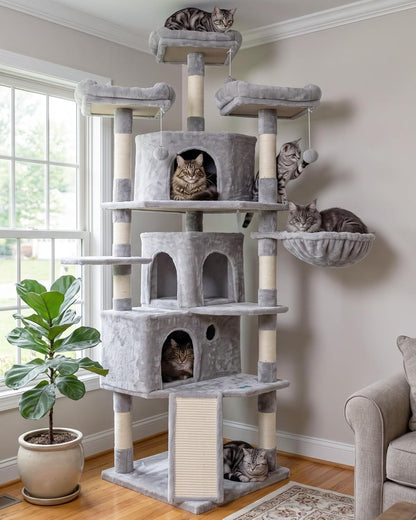 73.4-Inch XL Cat Tree with 3 Condos & Cozy Perches